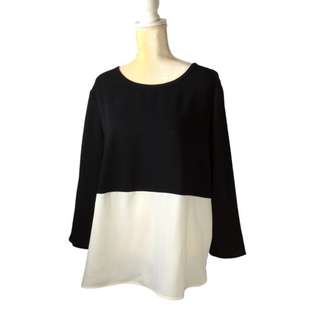 Liz Claiborne XL Black and White Blouse with 3/4 Sleeves